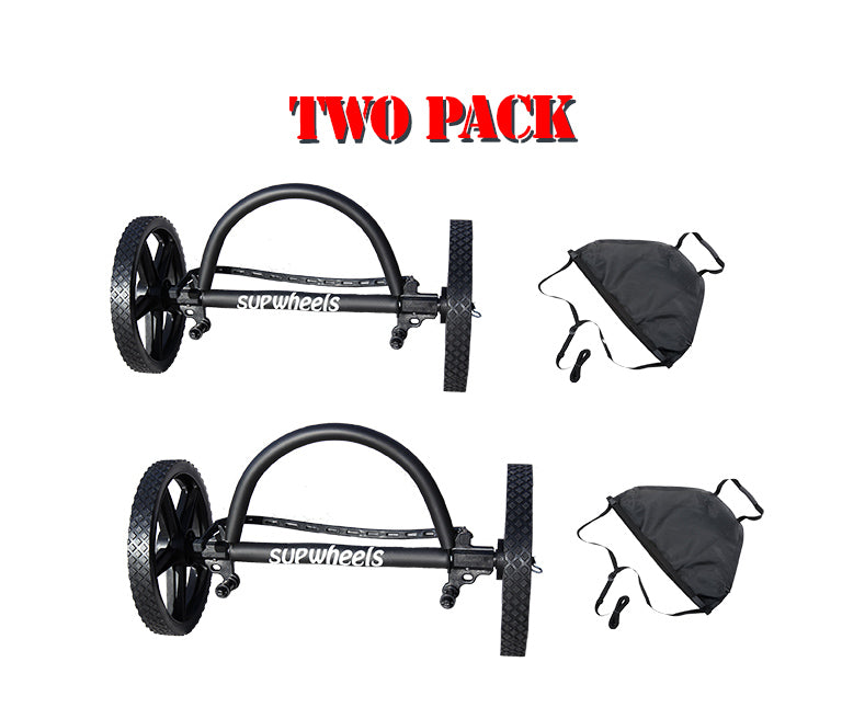 fahrradanhänger sup board SUP Wheels TWO PACK EVOLUTION paddle board bike trailer + 2 Extra Bungee Cords