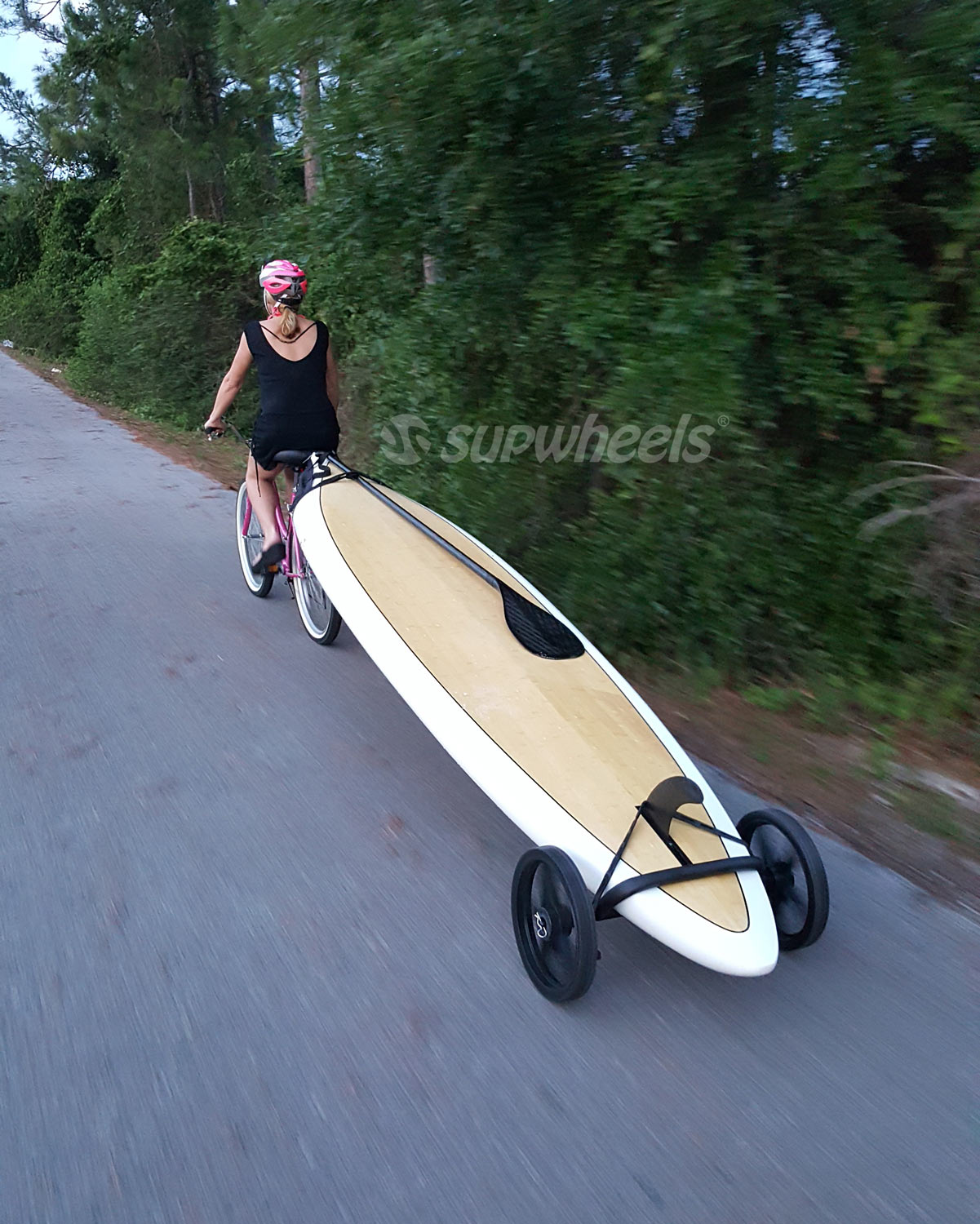 Race paddle board on bike SUP Wheels bike trailer